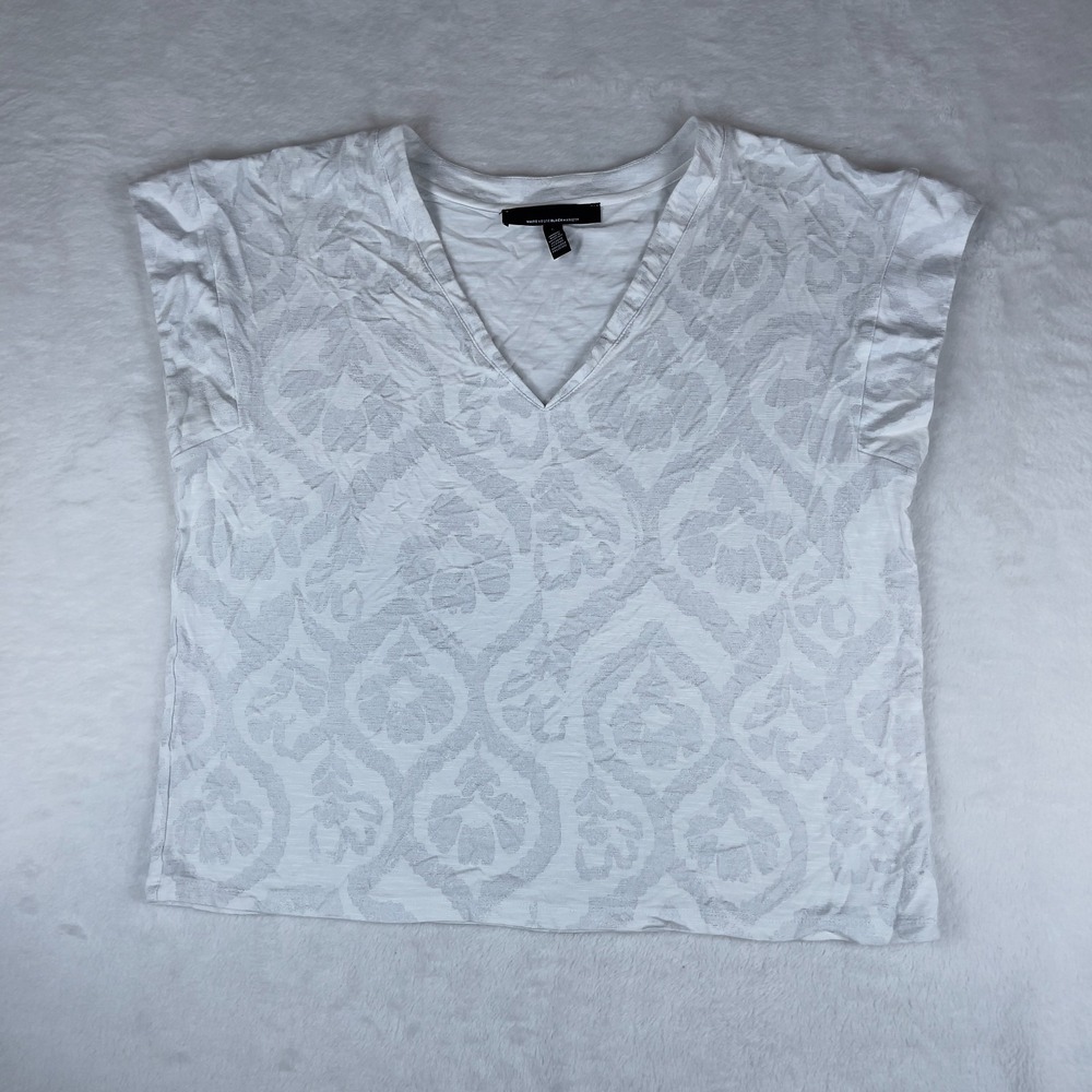 White House Black Market Top Womens Large Gray Floral Print Sleeveless Pullover